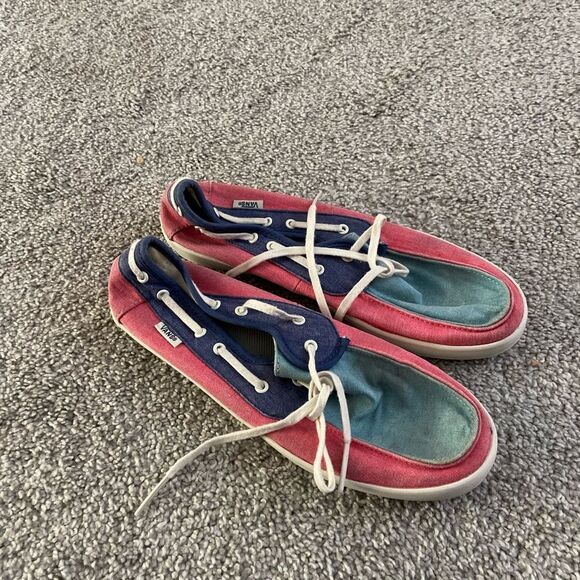 Vans Surf‎ Siders boat shoes size 7.5 pink and blue - Picture 1 of 7